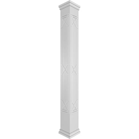 Craftsman Classic Square Non-Tapered Bungalow Fretwork Column W/ Prairie Capital & Prairie Base